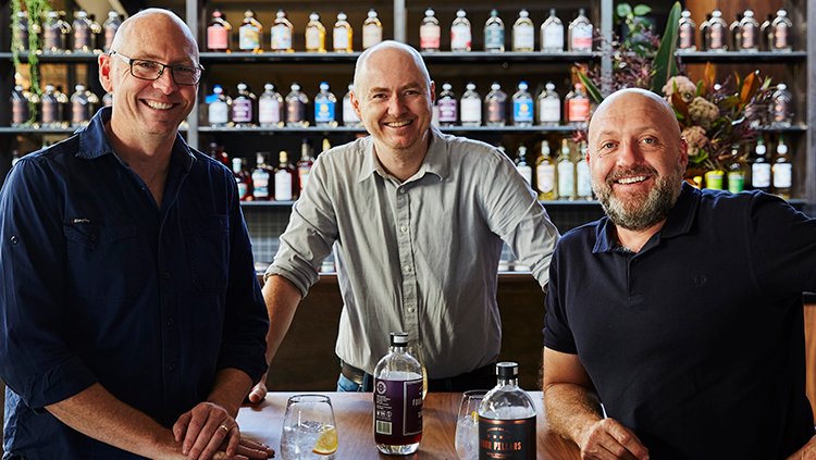 Four Pillars Co-Founders (L-R): Cameron 'the tinker' Mackenzie, Matt 'the thinker' Jones and Stuart 'the drinker' Gregor.